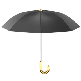a black umbrella on a white background