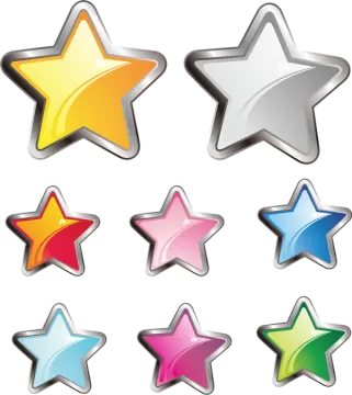a set of colorful stars on white background