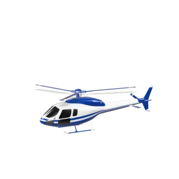 a blue and white helicopter on a white background