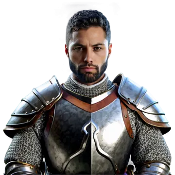 a man dressed as a knight holding a sword