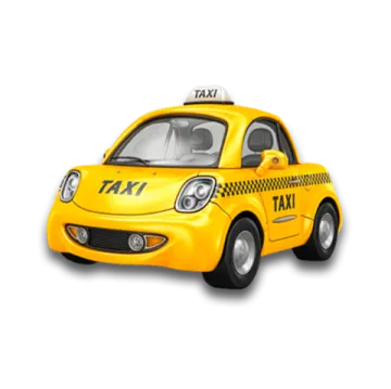 a yellow taxi car on a white background