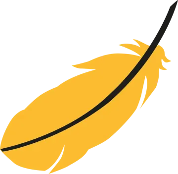 a yellow feather on white background