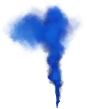 blue smoke cloud on white background