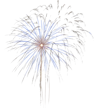 a blue and white firework