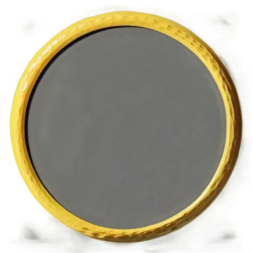 a round mirror with a gold rim