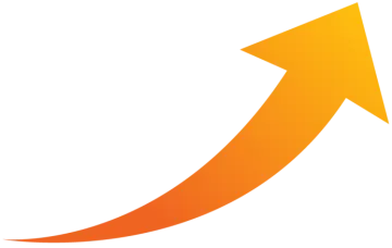 an orange arrow pointing up to the right