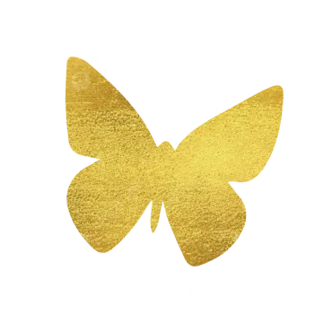 a gold butterfly on white background