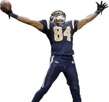 a football player with his arms in the air
