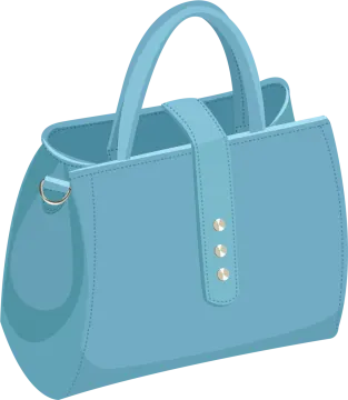 a blue handbag on a white background