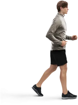 a man running on a white background