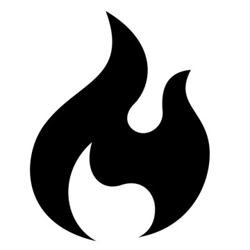 a black and white fire symbol