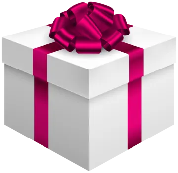 a white gift box with pink ribbon and bow