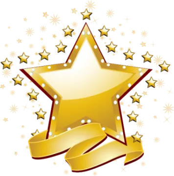 a gold star with stars around it