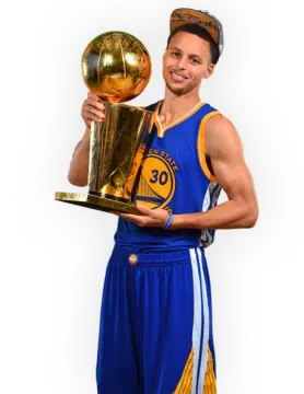 the basketball player is holding a trophy