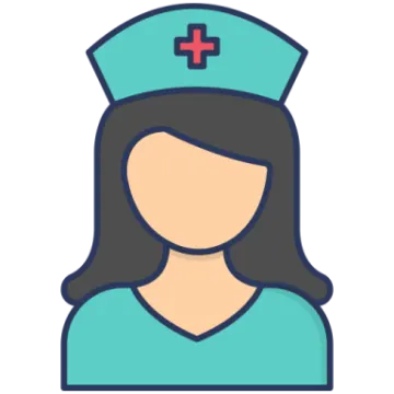 a nurse with a red cross on her head