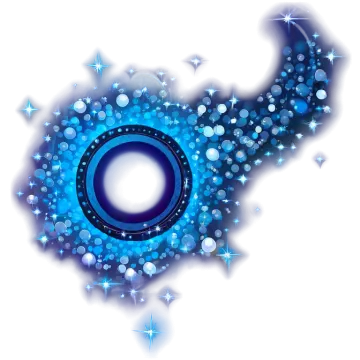 a blue eye with stars in the background