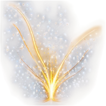 a white background with gold and blue sparkle