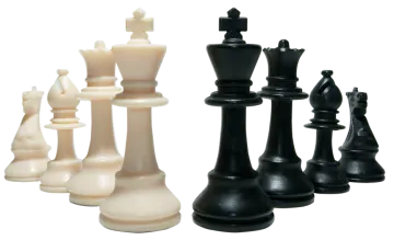 a set of chess pieces on a white background