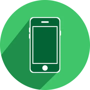a green circle with an image of a phone
