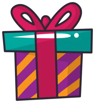 an open gift box with a red bow