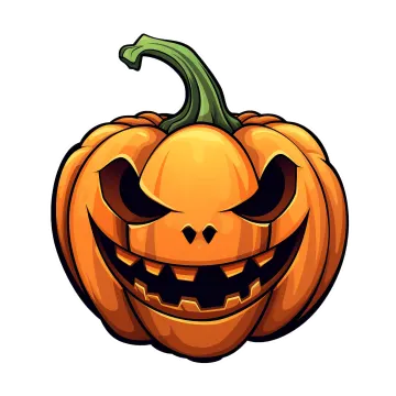 a cartoon pumpkin with an evil face