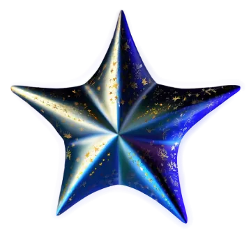 a blue star with gold stars on it