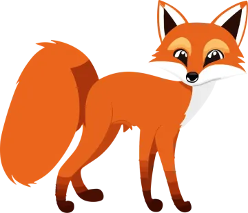 a cartoon fox with big eyes
