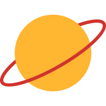 an orange planet with a red ring around it