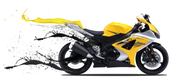 a yellow and black motorcycle on a white background