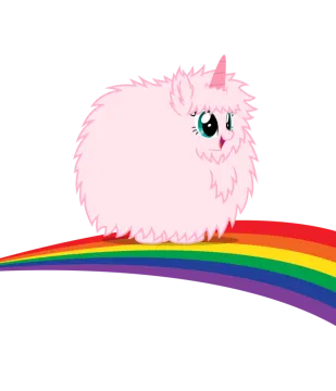 a white cat sitting on top of a rainbow