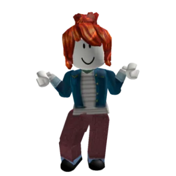 a cartoon character with red hair and blue jacket