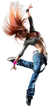 a woman jumping in the air