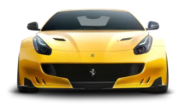 a yellow ferrari car on a white background