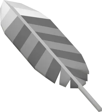 a gray feather on a white background