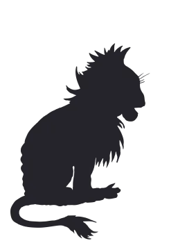 a silhouette of a monkey sitting on the ground