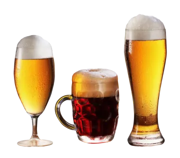 two glasses of beer next to each other glasses