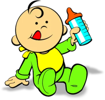 a baby with a bottle of milk