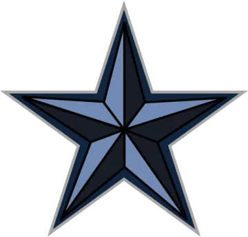 a blue star with a white background