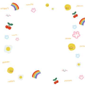 a white background with rainbows and smiley faces