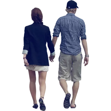 a man and woman walking together