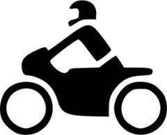a black and white silhouette of a person on a motorcycle