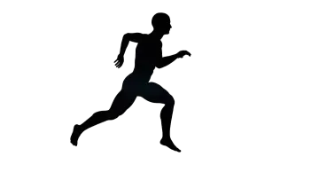 a silhouette of a man running
