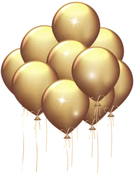 a bunch of gold balloons