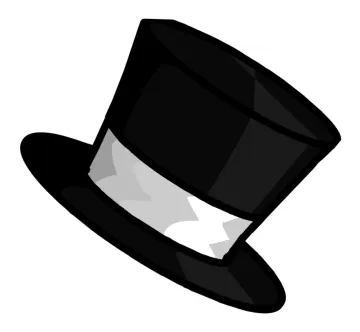 a black and white top hat