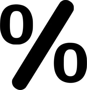 a black and white percentage symbol
