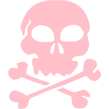 a pink skull and crossbones