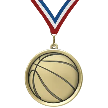 a gold medal with a basketball ball on it