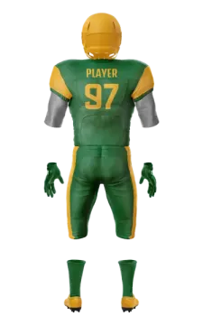 a green and yellow football uniform