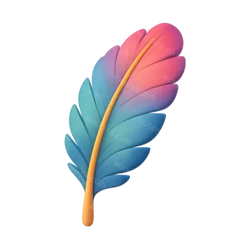 a colorful feather on a white background