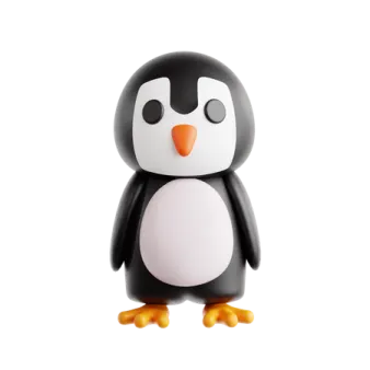 a black and white penguin with an orange beak